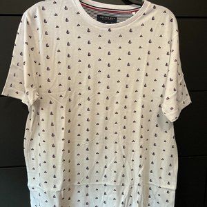 Cactus Man White USA Boat Print T-Shirt Used Large